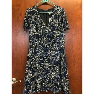 J Crew Blue and White Floral Dress, Size 12